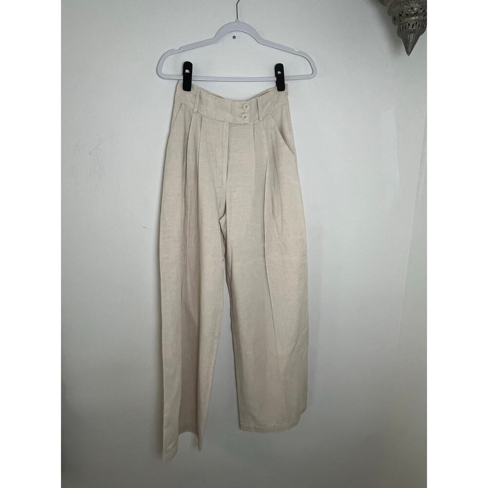 Nocturne Womens Size 2 Wide Leg Linen Blend High Rise Beige Quiet Luxury NWT
